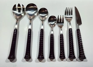 Noritake Primastone Ribbed Fantasy Purple Stainless Flatware Japan sold by piece - Picture 1 of 10