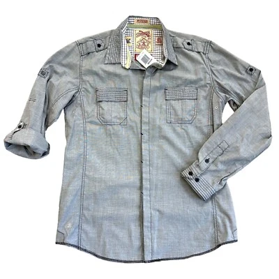 Sovereign Code Mens Shirt Long Roll Tab Sleeve Light Gray Pocket Medium NWT - Image 1 of 4