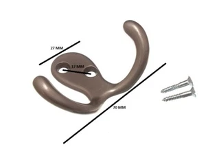Twin Hat And Robe Coat Hanger Clothes Hook Matt Chromed & Screws ( Pack 2 ) - Picture 1 of 1