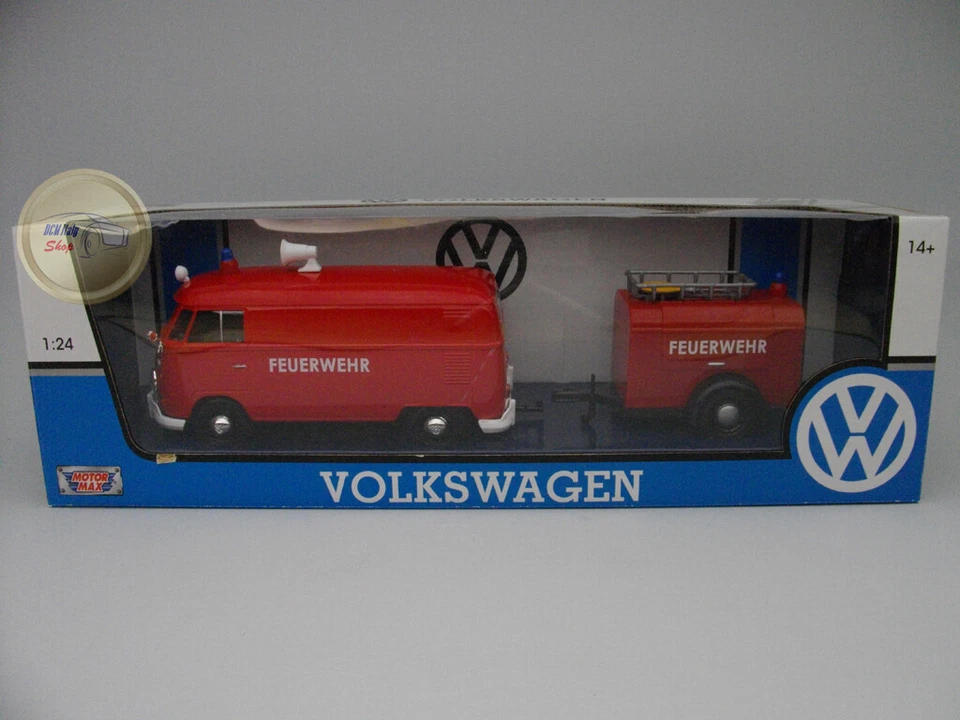 Volkswagen T2 Van "Feuerwehr Set" - Motormax 1:24 - MX79671FE - Immagine 1 di 1