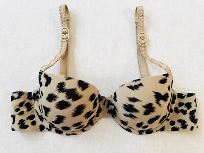 NUEVO Sujetador Stella McCartney Exótico Beige y Negro Estampado Leopardo Balconnette 34A Foto 1 de 4