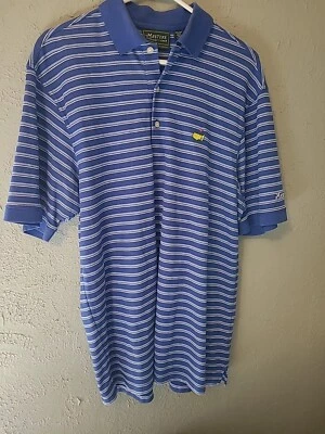 Colección Masters ~ Años 60 Dos Capas Mercerizado ~ Polo de Golf Azul Rayas Para Hombres M Foto 1 de 4