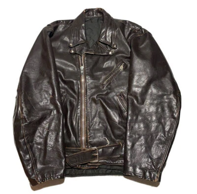 Vintage 50s Leather Motorcycle Biker Jacket - Image 1 of 4