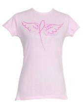 Womens Ribbon Angel Wings Breast Cancer Awareness T-Shirt