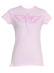 Camiseta para mujer Ribbon Angel Wings concientización sobre el cáncer de mama - Imagen 1 de 3
