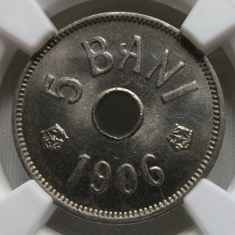 ROMANIA Kingdom 5 bani 1906 J Hamburg NGC MS 66 UNC King Carol I. Nickel Crown - Image 1 of 3