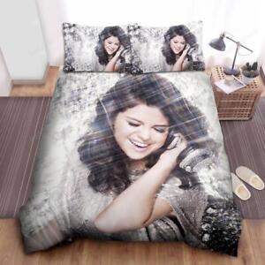 Selena Gomez Singing In Sparkle Space Quilt Duvet Cover Set Bedroom Decor Kids