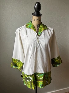 1950s Vintage Hawaiian Tiki Tunic Shirt Ross Sutherland Hawaii 50s  1960s Viva - Picture 1 of 11