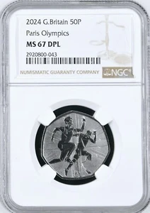 2024 Great Britain Uncirculated 50 Pence Paris Olympics NGC MS67 DPL - Picture 1 of 4