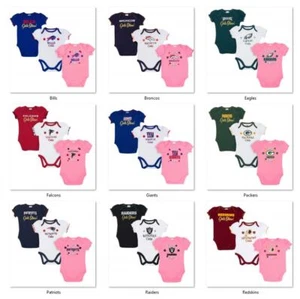 NFL Girls Shine 3pk Bodysuit Set Gerber Select Size THEN Team Below - Picture 1 of 13