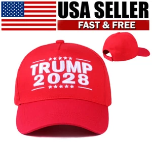 Trump 2028 MAGA Hat Embroidered Baseball Cap Make America Great Again USA Cap - Picture 1 of 6