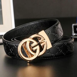 Luxury Designer Leather Belts Men Women Buckle Waist Strap for Jeans Waistband - Picture 1 of 36