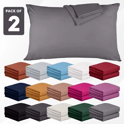 2 X Pillow Case 100% Microfibre Housewife Pair Pack Pillows Cover Cases - Image 1 of 4