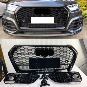 Anillos de parrilla negros para Audi Q5 SQ5 RSQ5 2018 2019 + soporte para cámara de rejilla de faro antiniebla - Imagen 1 de 8
