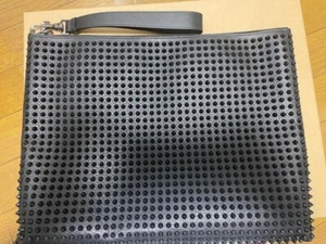 Christian Louboutin Black Clutch Bag Pouch Studs Leather Zipper Authentic w/Box - Foto 1 di 4