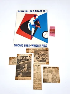 DODGERS BASEBALL PROGRAM & TICKET - KOUFAX PITCHES COMPLETE 12 Ks 2 HITS - 1965 - Picture 1 of 9
