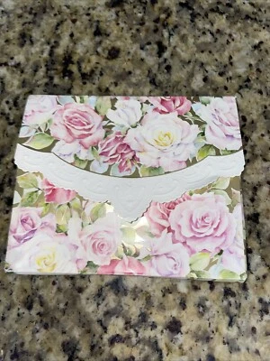 Carol Wilson-Lace Borders-Roses 10 Blank Note Card & Env Set- NIB Bible Verse - Image 1 of 4