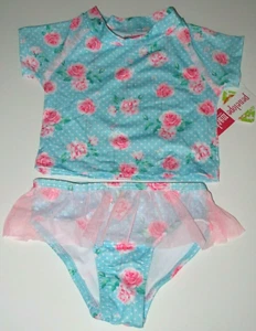 Penelope Mack Girl's 3T 2 Pc Short Sleeve Rash Guard Tankini Swimsuit Pink - Picture 1 of 1