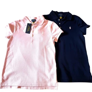 Lot of 2 Polo Ralph Lauren Girls Large (12-14) Soft Cotton Polos Preppy Classic - Picture 1 of 10