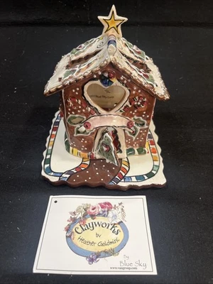 Clay Works By Heather Goldminc CANDYCANE BUNGALOW 6" Candle House By Blue Sky - Image 1 of 4