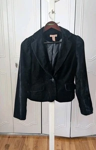 Twenty One Black Velvet Cropped Blazer, Clasic Notched Lapel SzM - Picture 1 of 13