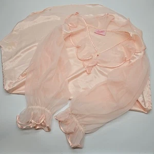Vintage Scaasi Medium Negligee Sleep Shirt Powder Pink 1970s Sheer Sleek FLAWS - Picture 1 of 22
