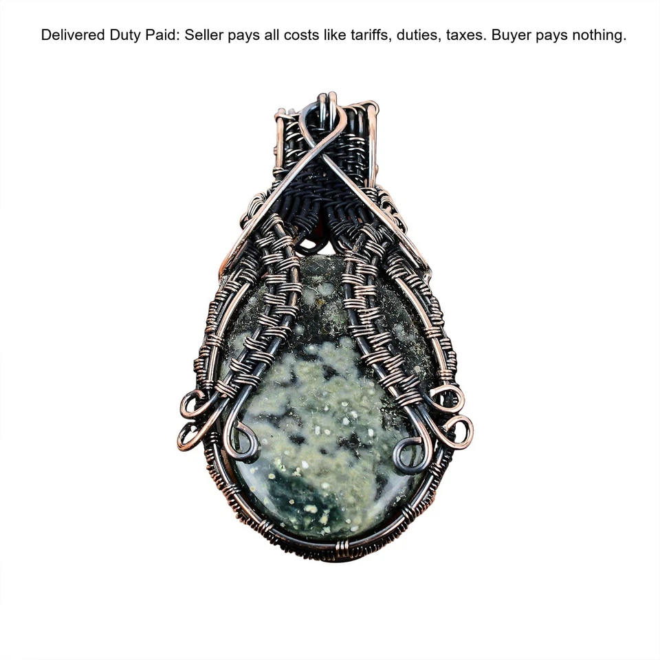 New Year Deal 椭圆形海洋碧玉石铜手工姐妹吊坠珠宝首饰 — 第 1/4 张图片