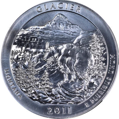 2011 Glacier National Park ATB 5 Ounce Silver NGC MS69 Early Releases - STOCK - Image 1 of 4