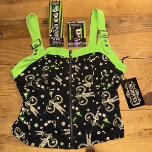 Beetlejuice Sandworm Buckle Strap Tank Top Mädchen Shirt schwarz grün MEDIUM + Geschenk - Bild 1 von 13