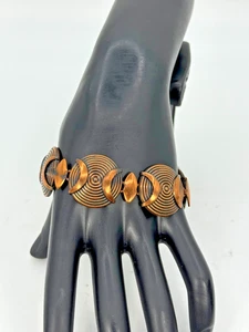 VTG Copper Circular Panel Bracelet MCM Mid Century Mod Estate Find - Picture 1 of 5