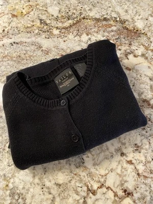 B. Moss Tailor Cardigan women’s medium Button up Solid Black - Image 1 of 4