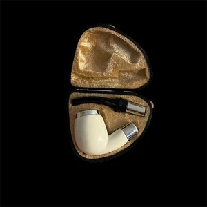 Apple Classic Meerschaum Pipe 925 silver Smooth hand carved with case - Picture 1 of 1