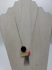 Collar ANNE MARIE CHAGNON Canadá Modernista Plata Metal Resina Escultural 19-20 - Imagen 1 de 4