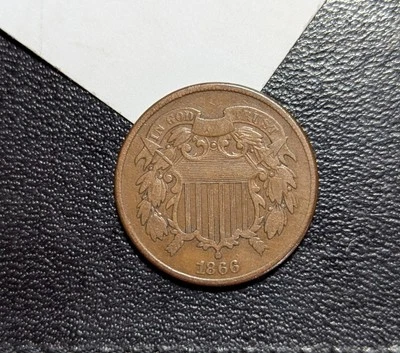 1866 Two Cent Piece 2C Very Fine VF mid grade example - Image 1 of 2