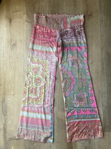 Alice & Trixie 100% Silk Boho Paisley Patchwork Wide Leg Pants XS USA Made - Picture 1 of 7