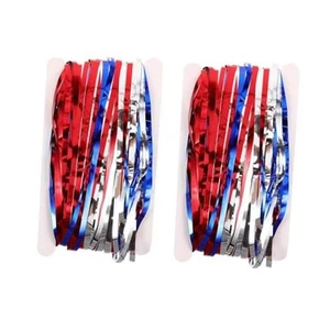 4th of July Foil Fringe Curtains Party Decorations,Red Silver Blue Rain Silk - Picture 1 of 7