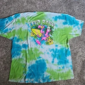 Buc-ee’s Tie Dye Blue/Green Lei’d Back Surf Graphic 3XL Short Sleeve Flamingo - Picture 1 of 7