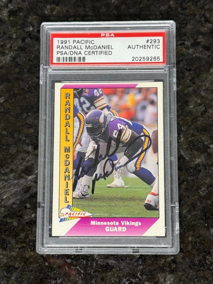 1991 PACIFIC #293 RANDALL McDANIEL AUTO PSA/DNA CERTIFIED - Image 1 of 2