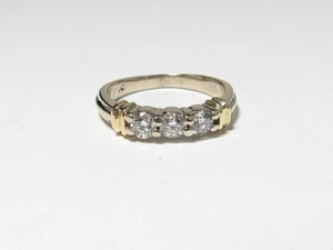 14K WHITE GOLD RING / BAND 3 ROUND BRILLIANT CUT NATURAL DIAMONDS .50 CTS T.W. - Picture 1 of 3