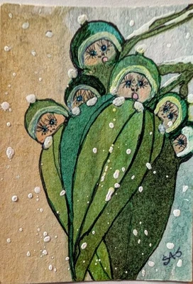 Tarjeta de arte ACEO original, fantasía, acuarela, acrílico, arte externo, arte bruto Foto 1 de 4