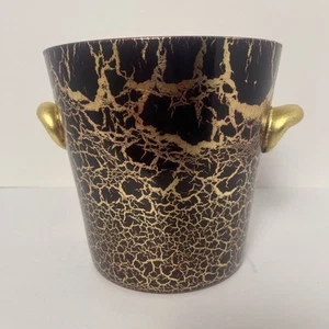 Vintage Ice Bucket / Retro Italian Tortoiseshell Wine Cooler Gold And Deep Red - Picture 1 of 12