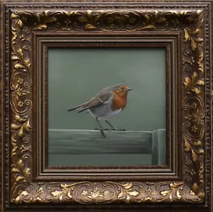 Robin Red Breast I, Bird Artwork Original Painting, Not Print, Bird Lover Gift - Picture 1 of 9