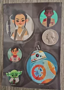 Juego de 5 pegatinas Disney Star Wars Rey, Finn, BB8, Yoda y Poe - Imagen 1 de 1