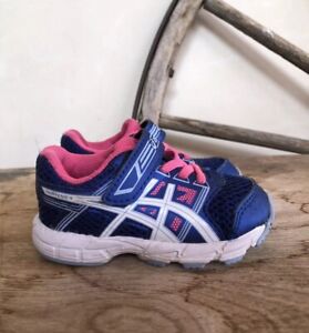 ASICS Blue Pink Slip-On Easy Closure Little Girls Sz K5 Athletic Tennis Shoes