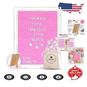 Elegant Pink Felt Letter Board with Rustic Framing - 12x16 Inches for Home Decor - Picture 1 of 8