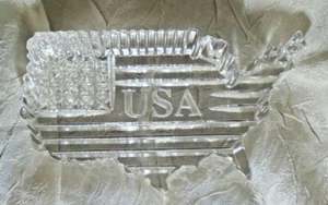 CRYSTAL USA COUNTRY AMERICA NATIONAL PAPERWEIGHT 5" X 3" X 1" NEW - Picture 1 of 12
