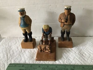 3 Vintage Hand Carved Wood Sea Captain Figures Bernard Blake Kennebunkport Maine - Picture 1 of 9