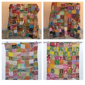 Indian Kantha Quilt Throw Cotton Handmade Patchwork Artsian Vintage Blanket - Picture 1 of 8