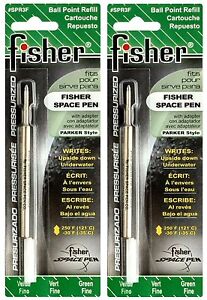 Two (2) Fisher Space Pen SPR Series Green Ink / Fine Point Refills #SPR3F