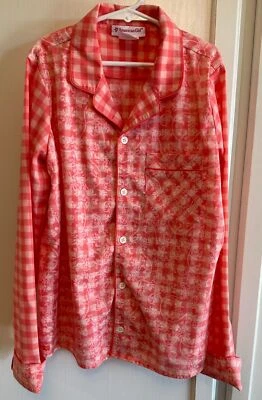 AMERICAN GIRL~peach plaid l/s pajama shirt to match Tenney~girls size L~14-16~ - Image 1 of 3
